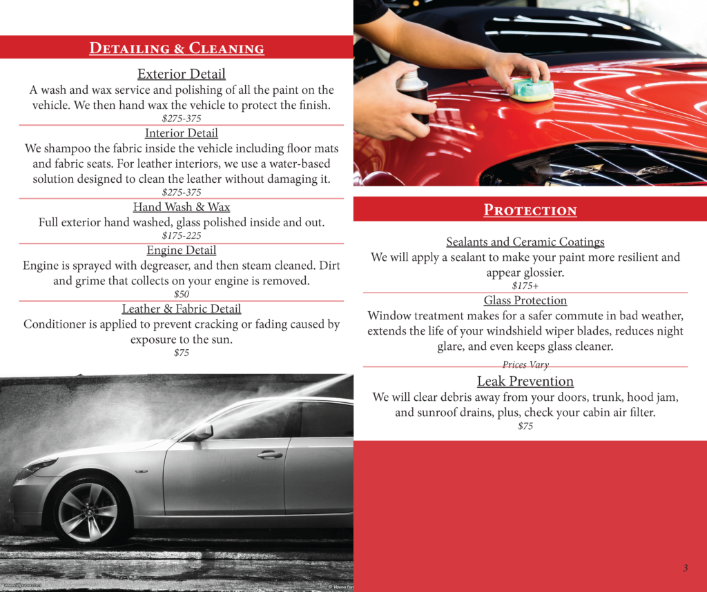 Chad's Vehicle Detailing Brochure Page 2