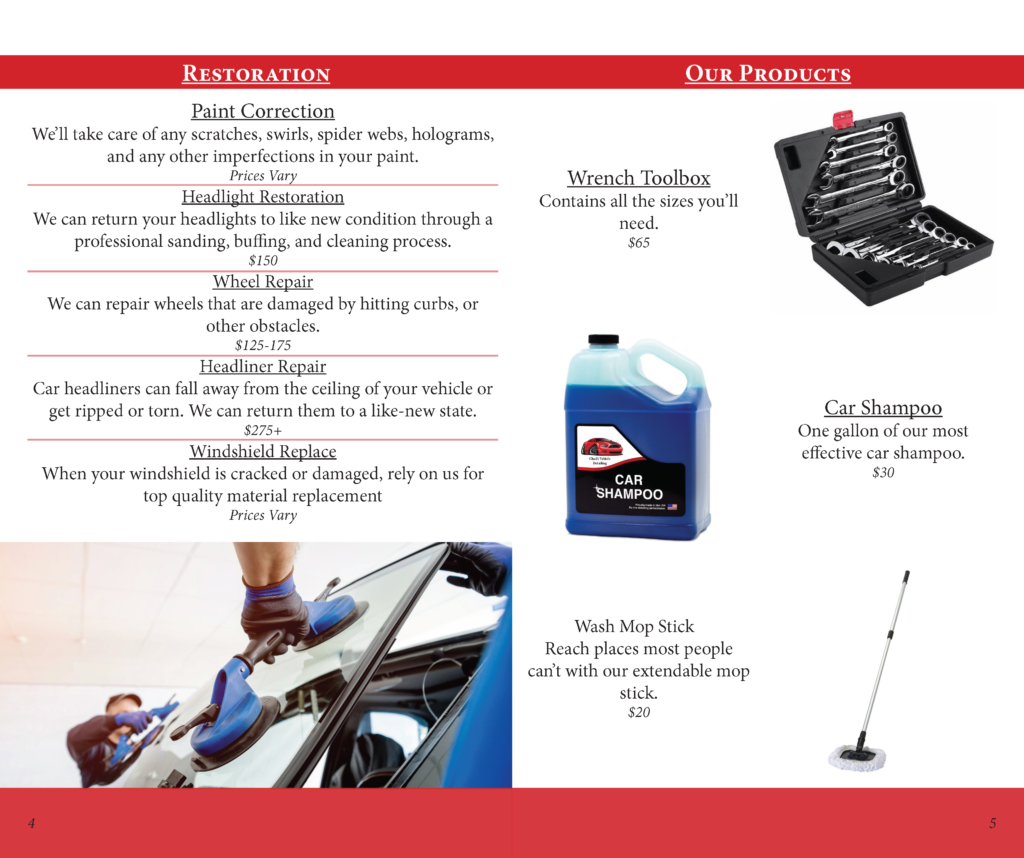 Chad's Vehicle Detailing Brochure Page 3